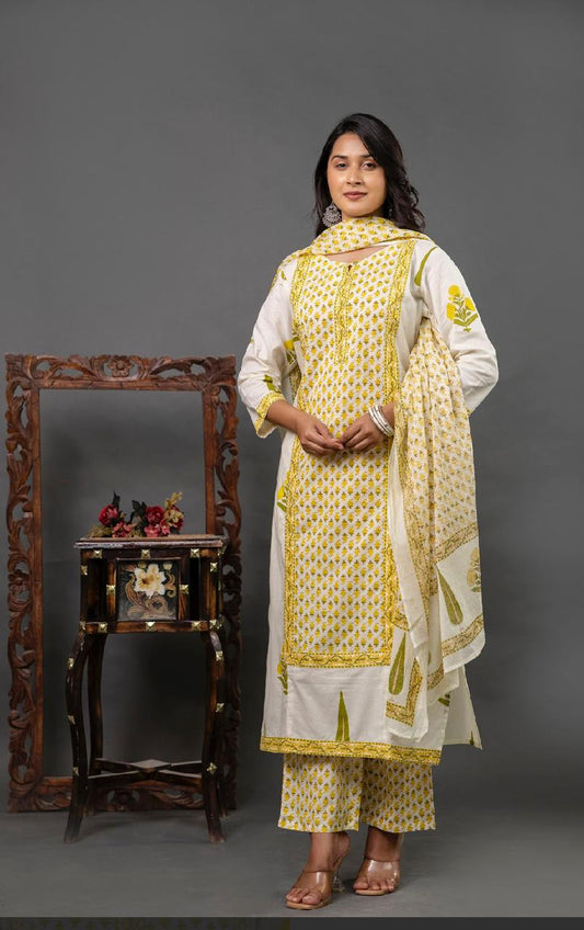 Everyday Comfort Cotton 60-60 Kurta Set – 3 Piece Dupatta Style Restocked