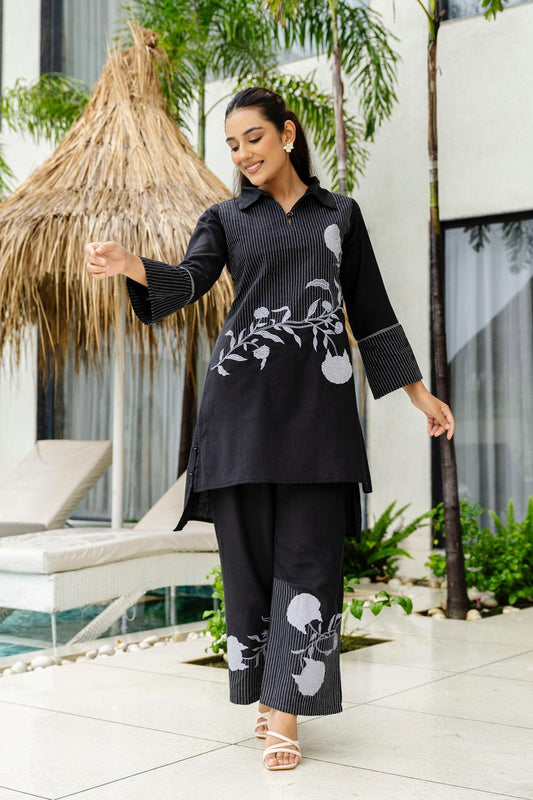Elegant Silly Cotton 3-Piece Set with Fancy Embroidery & Lining