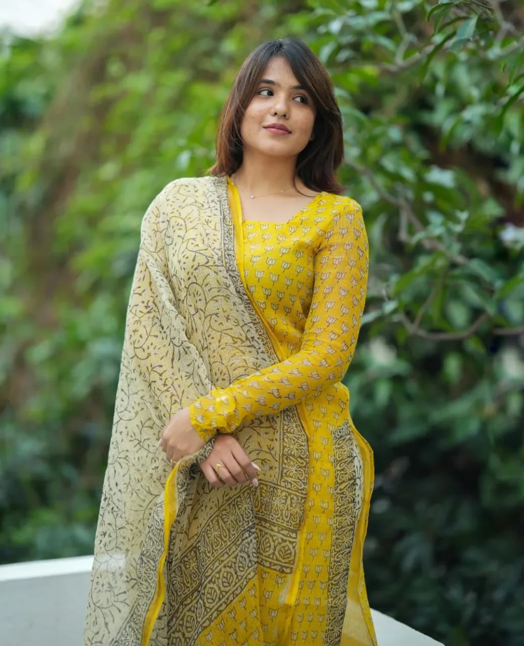 Premium Fine Kota Doria Kurti Pant Dupatta Suit Set