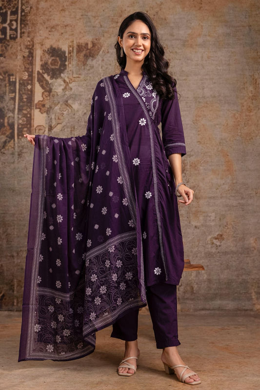 A-Line Designer 3 Piece Cotton 60-60 Suit Set (Sizes 38–46)-1