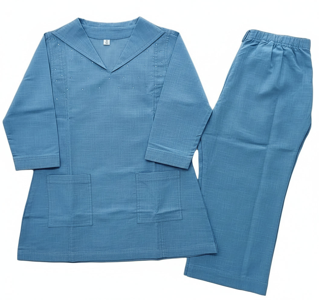 Premium Cotton Slub Handwork Co-Ord Kurti Pant Set