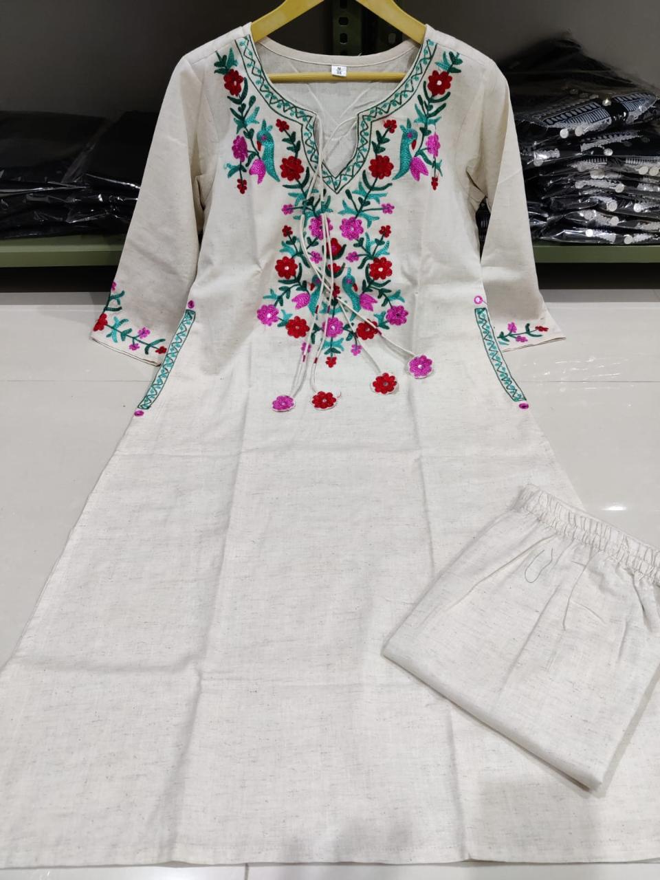 Wardrobe Essential Aari Embroidered Kurti–Palazzo Set
