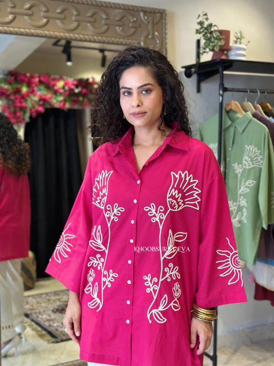 Embroidered Casual Shirt-Style Kurti with Straight Pants – Elegant Everyday Set