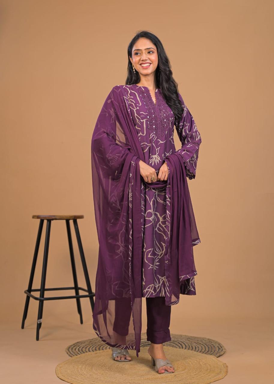 Floral Anarkali Kurta Set with Dupatta