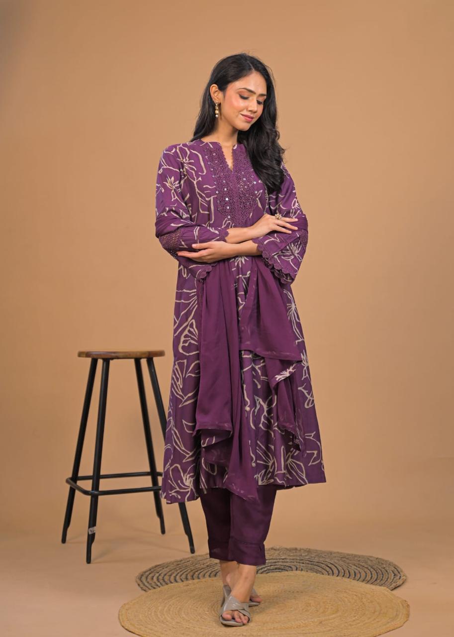Floral Anarkali Kurta Set with Dupatta