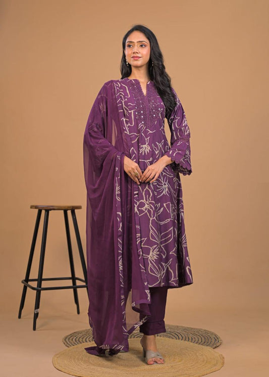 Floral Anarkali Kurta Set with Dupatta