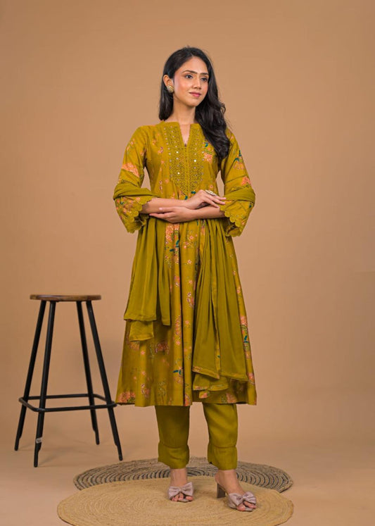 Floral Anarkali Set with Dupatta
