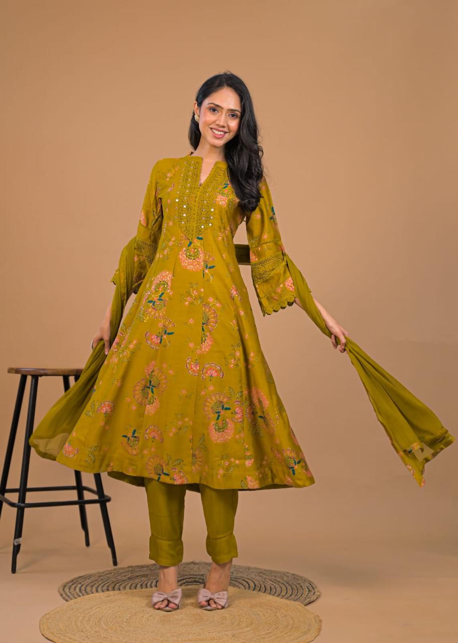 Floral Anarkali Set with Dupatta