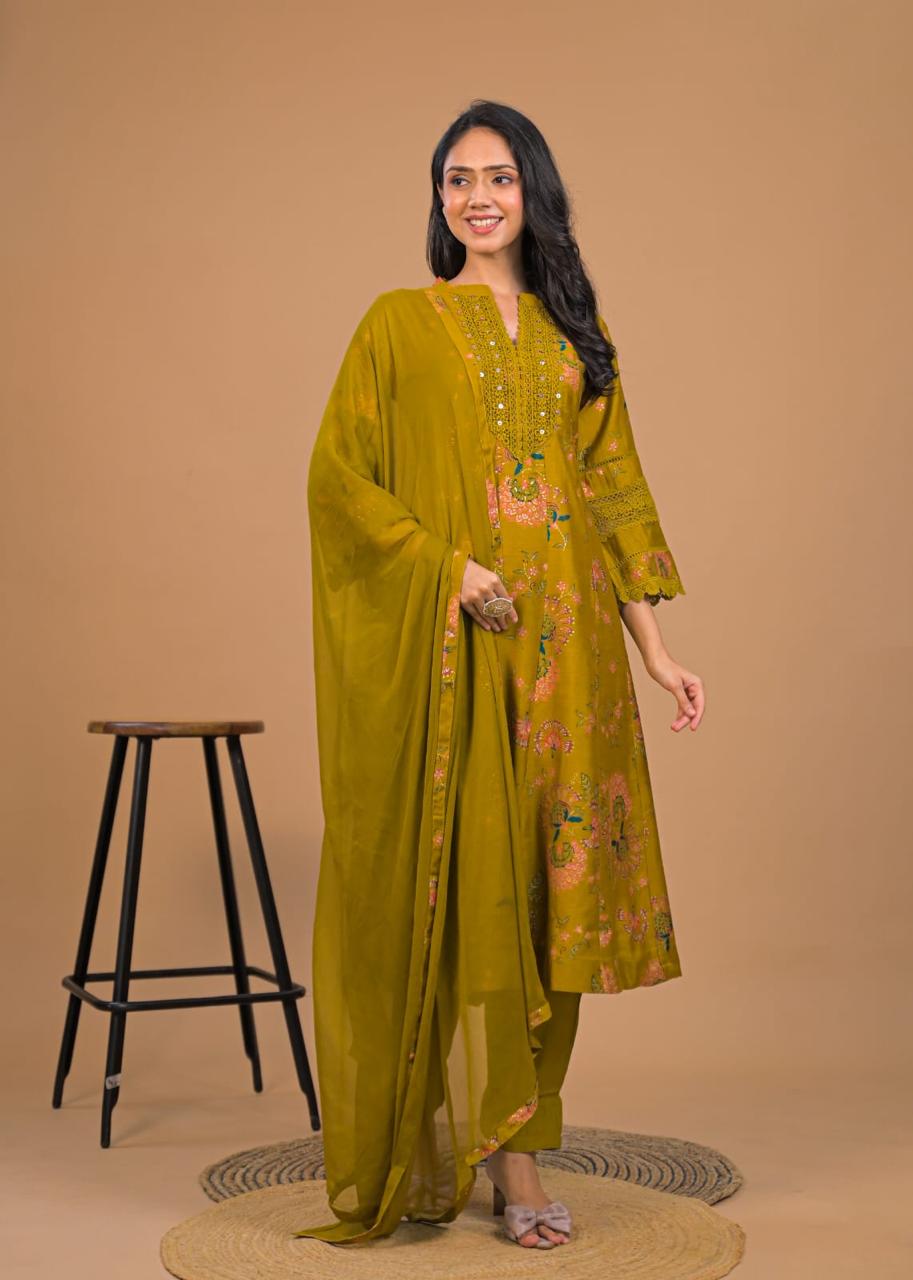 Floral Anarkali Set with Dupatta