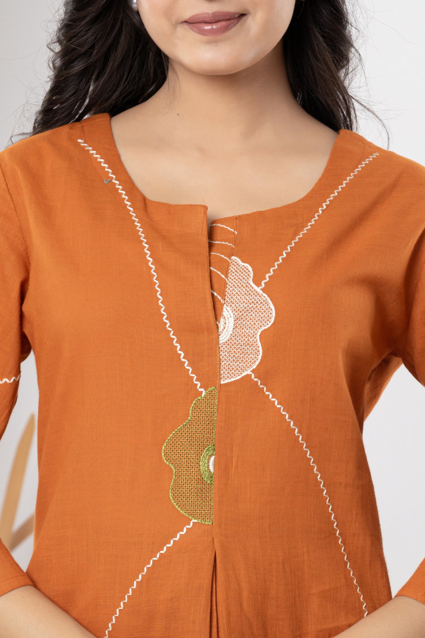 Stylish slab cotton full embroidery work Kurta set for Women with Dupatta