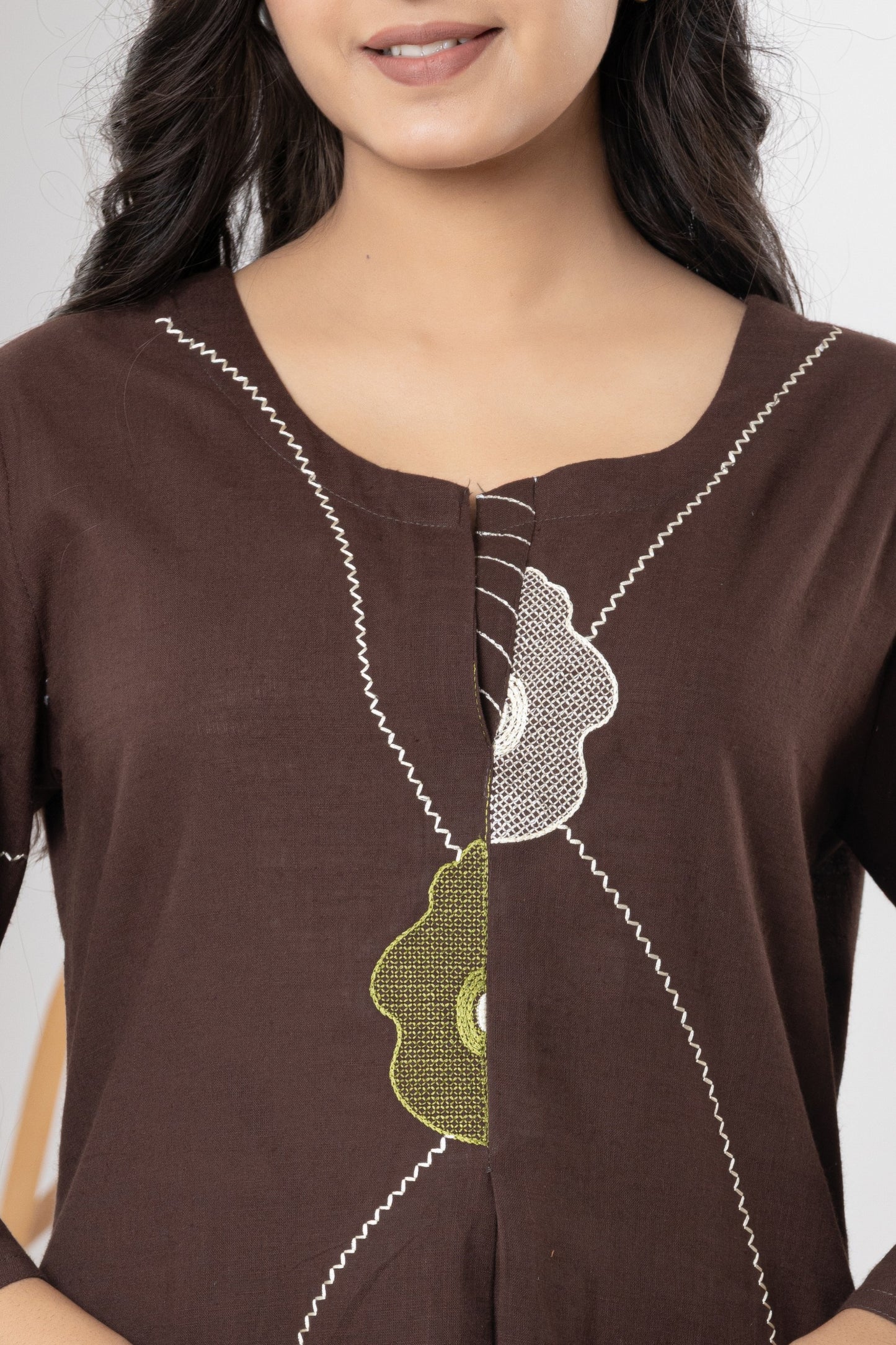 Stylish slab cotton full embroidery work Kurta set for Women with Dupatta