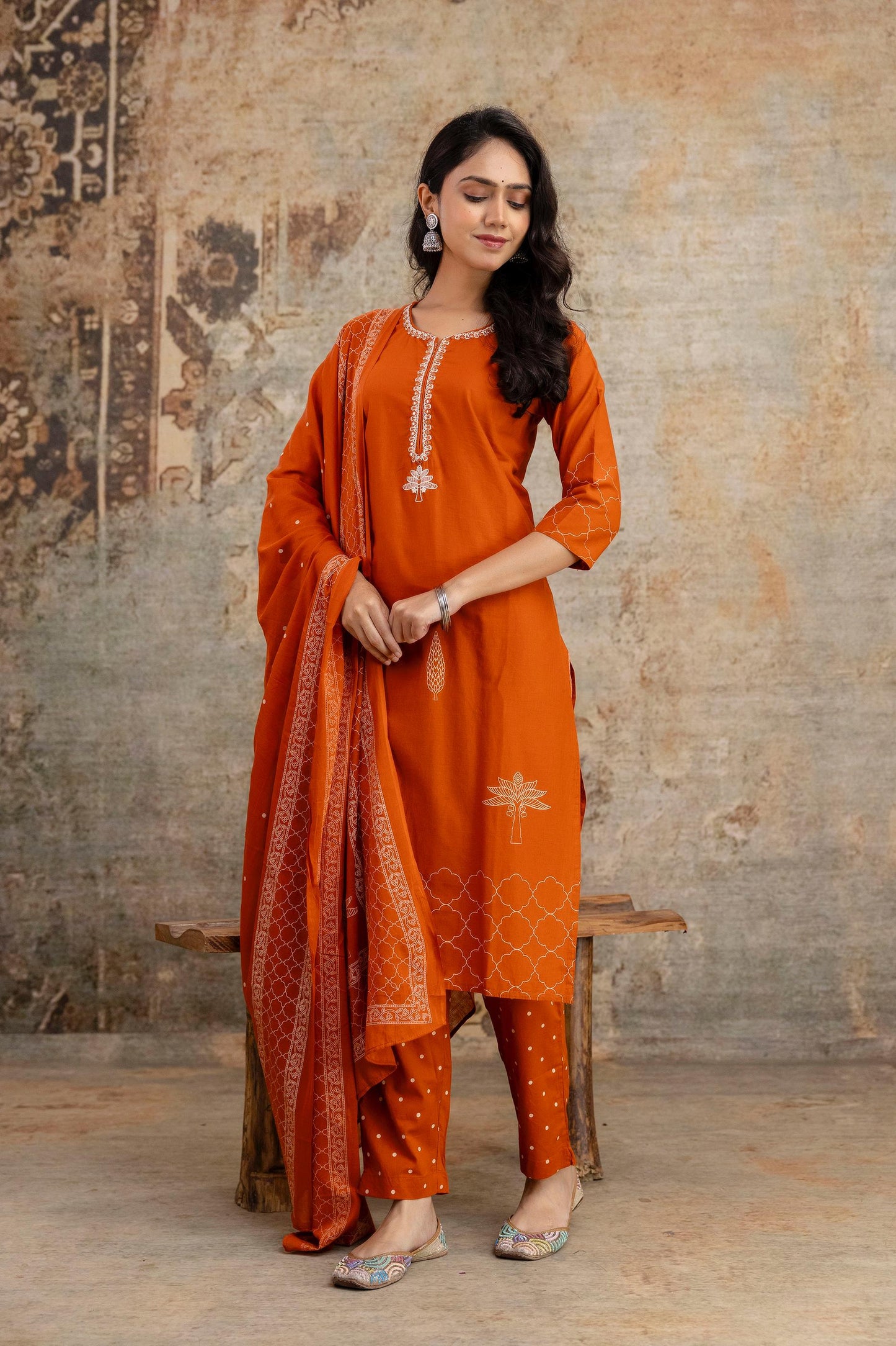 Woman Elegance meets comfort – premium embroidered cotton suit set, perfect for every occasion