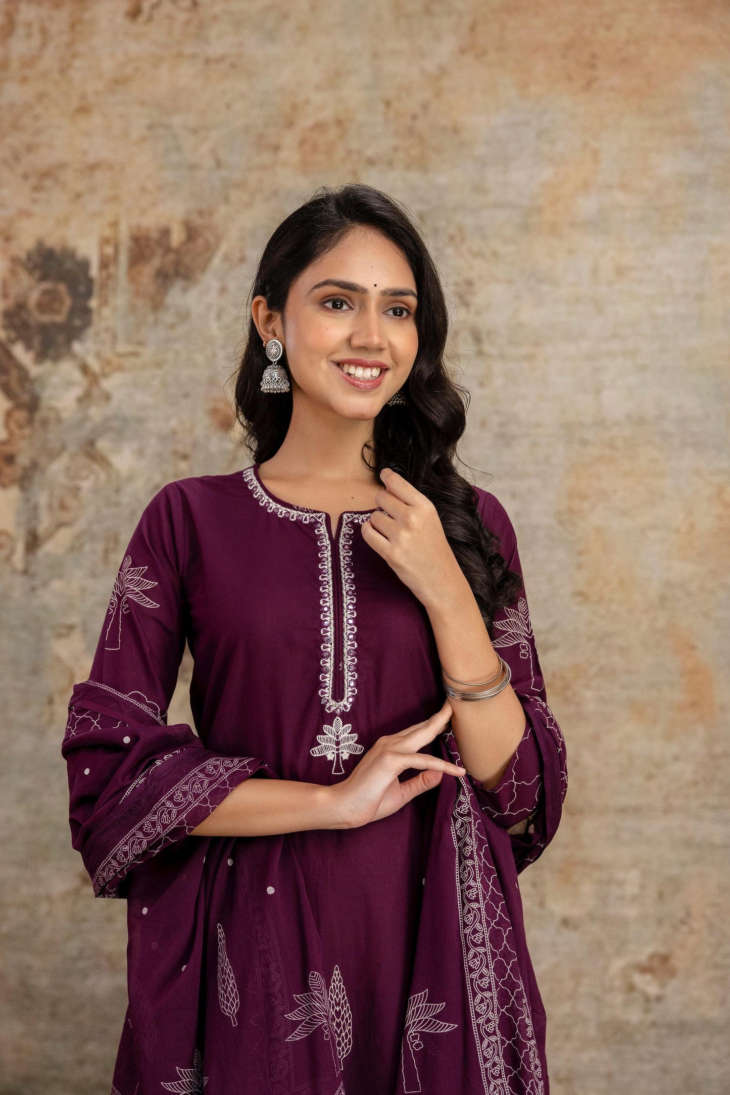 Woman Elegance meets comfort – premium embroidered cotton suit set, perfect for every occasion