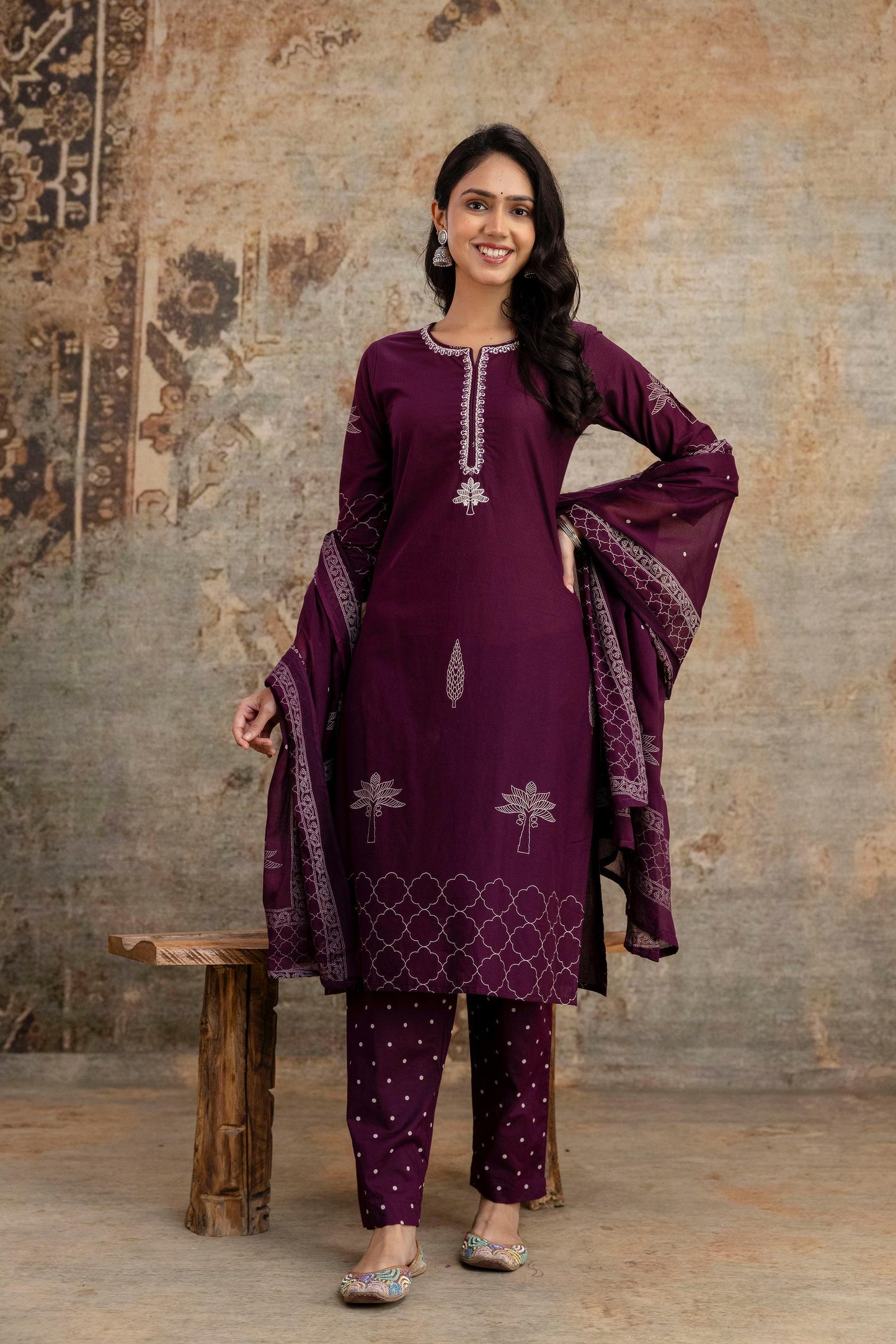Woman Elegance meets comfort – premium embroidered cotton suit set, perfect for every occasion