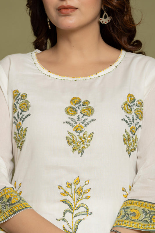 Cotton Mul 3-Piece Set | Hand Block Print with Full Lining for woman