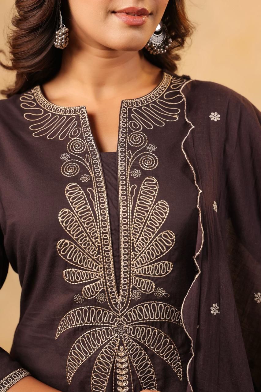 Farsi Salwar 3-Piece Set Fully Embroidered Kurta, Trouser & Dupatta
