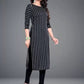 Crepe Striped Kurti for Women (Black, S)