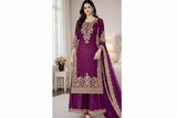 Premium GMY Silk Heavy Embroidered Kurta Palazzo Set with Dupatta (Fully Stitched)-V
