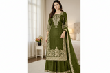 Premium GMY Silk Heavy Embroidered Kurta Palazzo Set with Dupatta (Fully Stitched)-IX