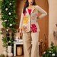 Floral Applique  Embroidery Cotton Flex Linen Co-Ord Set for Women