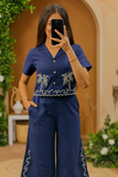 Palm Tree Fully  Embroidered Work - (aari work) Cotton Flex Co-Ord Set