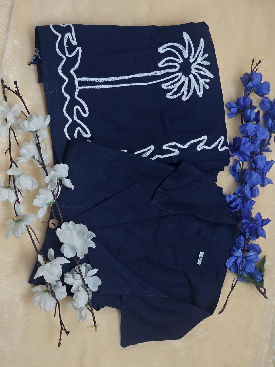 Palm Tree Fully  Embroidered Work - (aari work) Cotton Flex Co-Ord Set