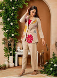 Floral Applique  Embroidery Cotton Flex Linen Co-Ord Set for Women