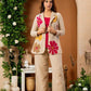 Floral Applique  Embroidery Cotton Flex Linen Co-Ord Set for Women