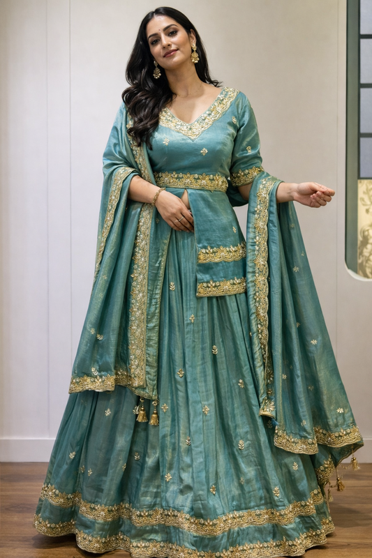 Royal Wedding Wear Star Georgette Lehenga Choli Set with Heavy Embroidery C