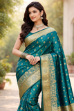 Jacquard Printed Saree for Women (Red, 6.3 m)