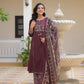 Women's Full fancy Traditional 3 Piece Set – Embroidered Kurta with Mirror Work & Dupatta