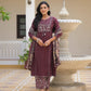 Women's Full fancy Traditional 3 Piece Set – Embroidered Kurta with Mirror Work & Dupatta