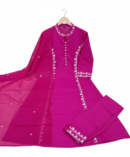 Festival Special Cotton 60-60 Embroidery Suit Set with Dupatta Premium 3-Piece Set