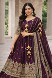 Pure Chinon Silk Sequins & Embroidery Chaniya Choli Set with Cutwork Lehenga A
