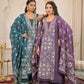 Woman Straight 3 Piece Set of Suit  with Neck & Sleeve Embroidery