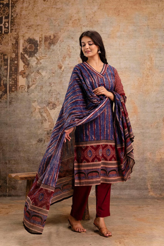 Stylish Cotton Printed Kurta Set for Women with Dupatta