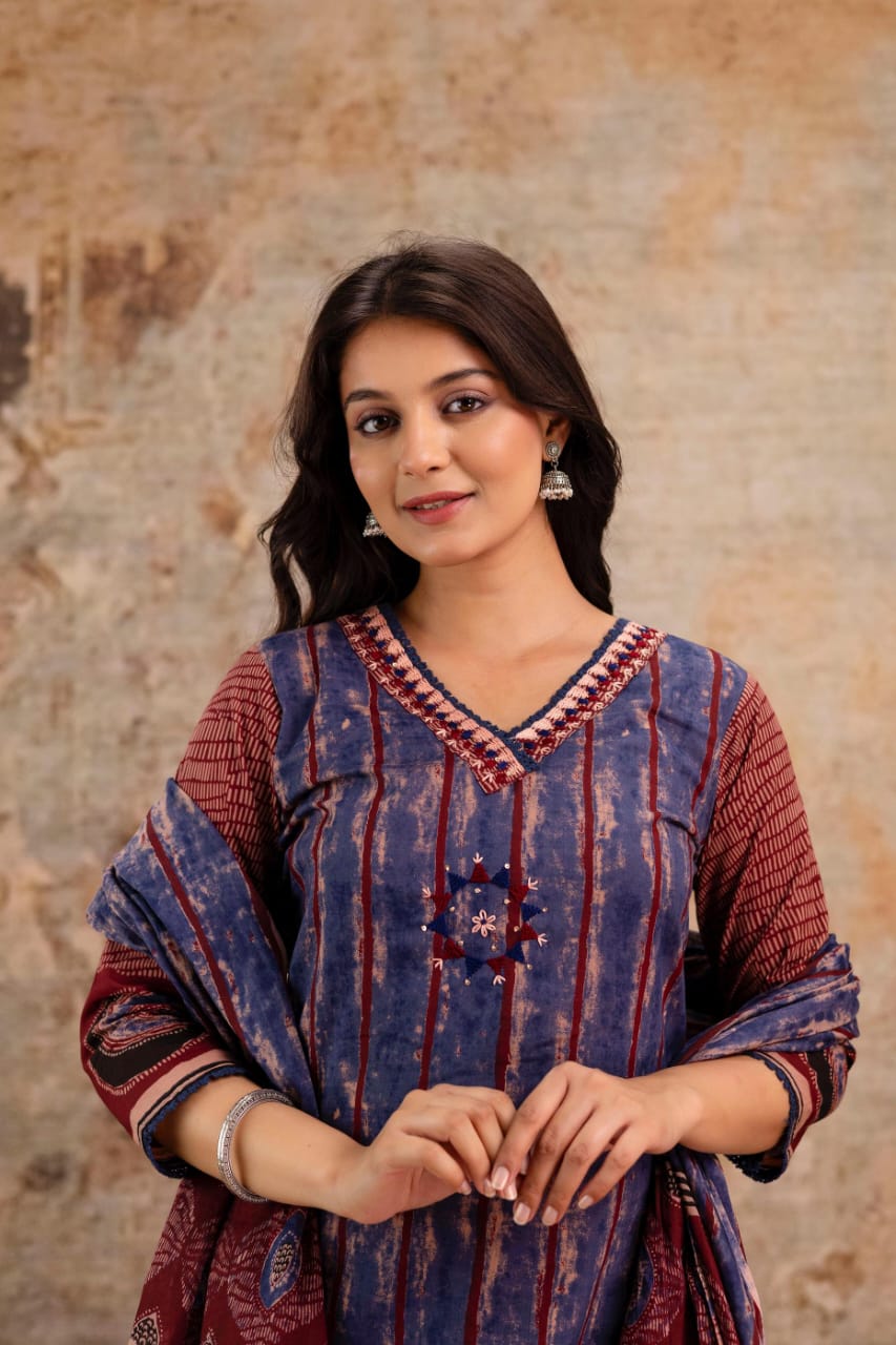 Stylish Cotton Printed Kurta Set for Women with Dupatta