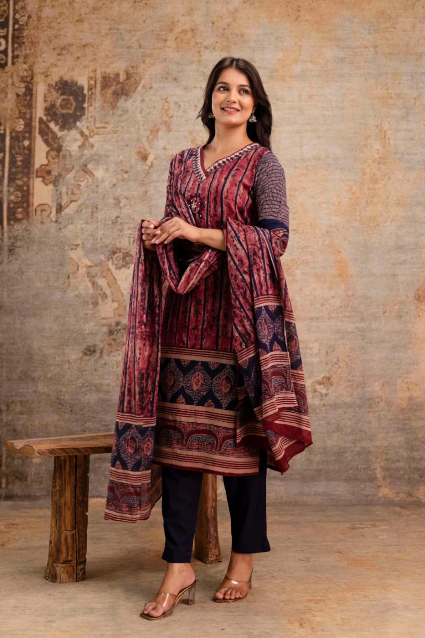 Stylish Cotton Printed Kurta Set for Women with Dupatta