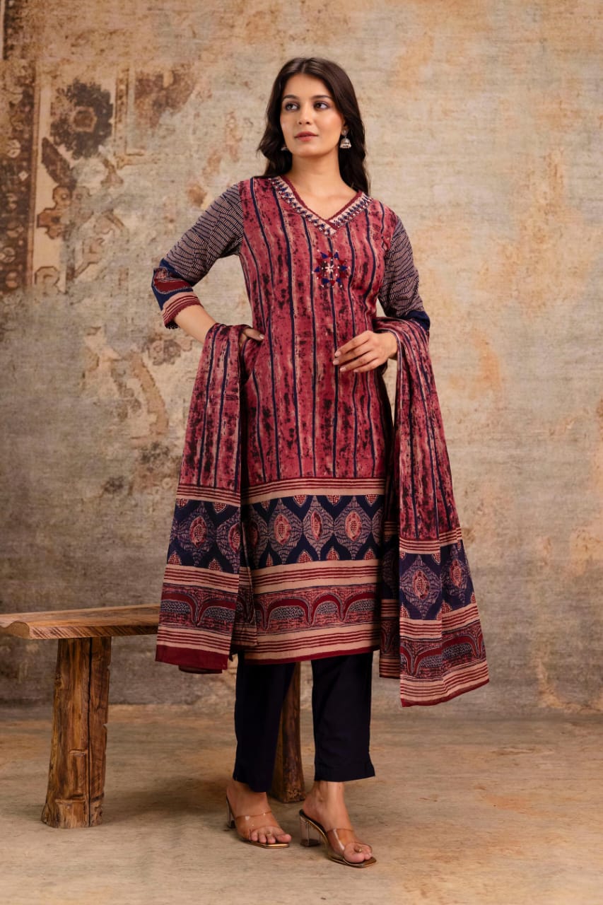 Stylish Cotton Printed Kurta Set for Women with Dupatta