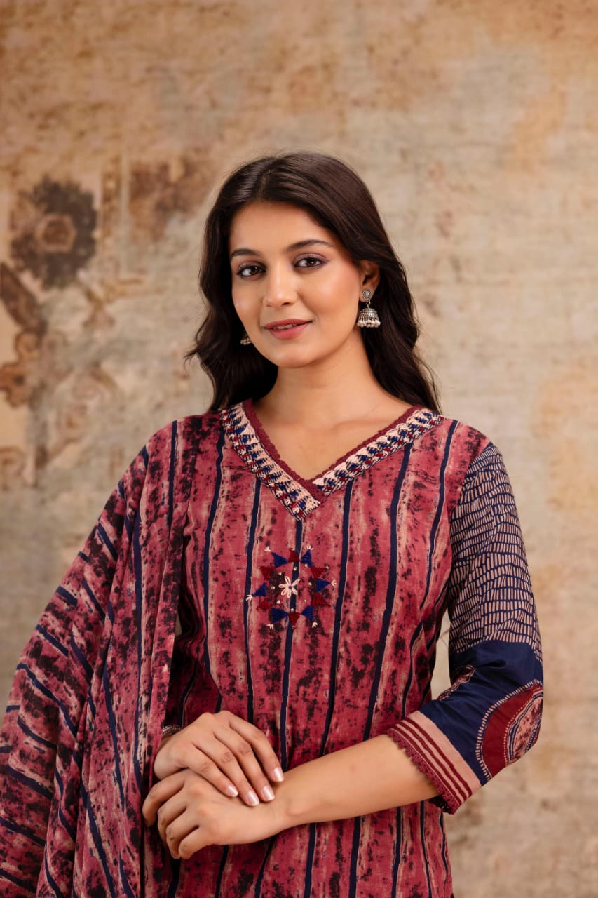 Stylish Cotton Printed Kurta Set for Women with Dupatta