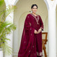 Elegant Wine Patchwork Kurta Set with Dupatta – Festive & Party Wear Ethnic Wear