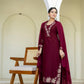 Elegant Wine Patchwork Kurta Set with Dupatta – Festive & Party Wear Ethnic Wear