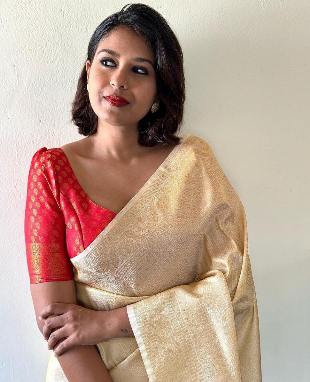 Premium Soft Lichi Silk Traditional Saree with Blouse Piece