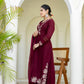 Elegant Wine Patchwork Kurta Set with Dupatta – Festive & Party Wear Ethnic Wear