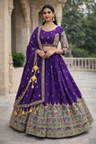 Pure Chinon Silk Sequins & Embroidery Chaniya Choli Set with Cutwork Lehenga E