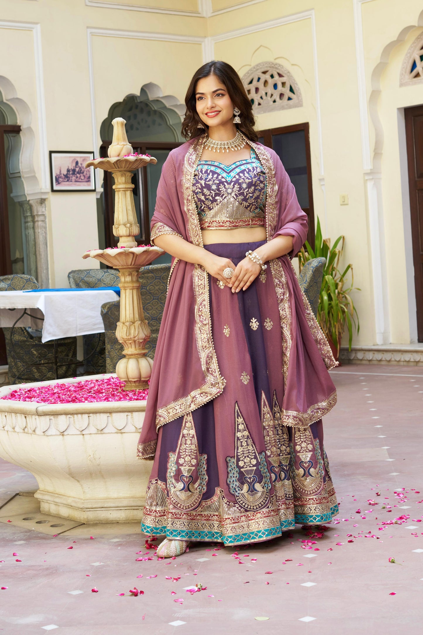 Pure Star Georgette Heavy Embroidered Lehenga Choli Set with Sequins & Thread Work