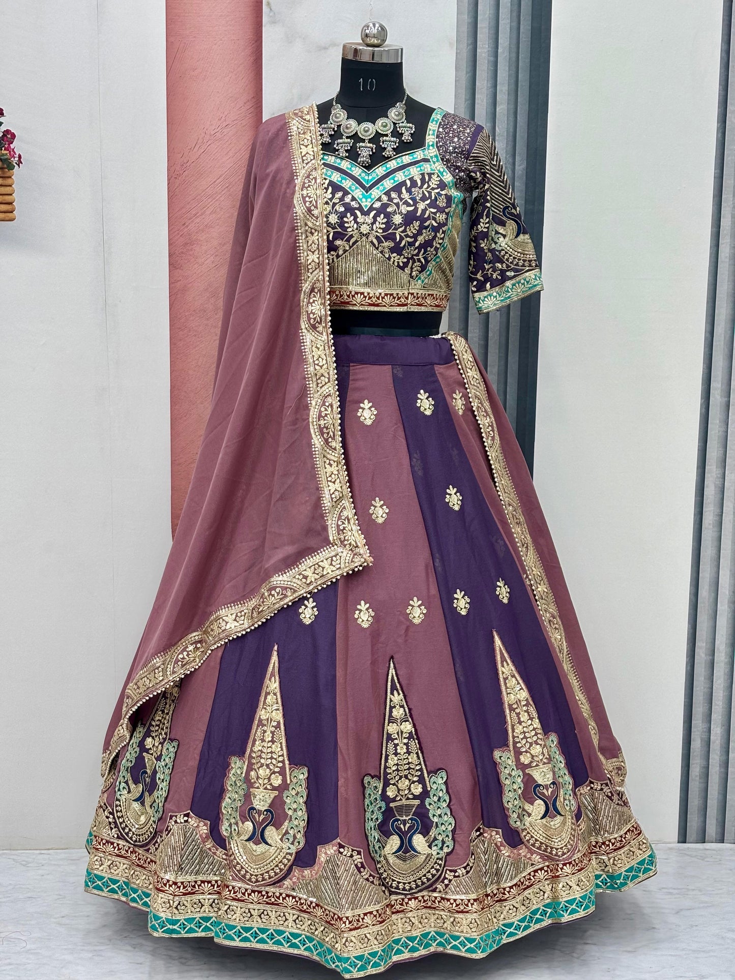 Pure Star Georgette Heavy Embroidered Lehenga Choli Set with Sequins & Thread Work