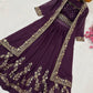 Elegant Wine Color Embroidered Indowestern Lehenga Set with Shrug Zari & Sequin Work Fully Stitched
