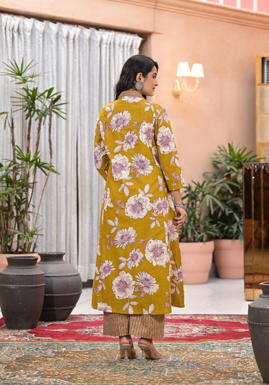 Cotton Fabric  Embroidered neckline  3 Piece Suit Set for Women – Kurta, Pant & Dupatta