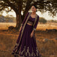 Elegant Wine Color Embroidered Indowestern Lehenga Set with Shrug Zari & Sequin Work Fully Stitched